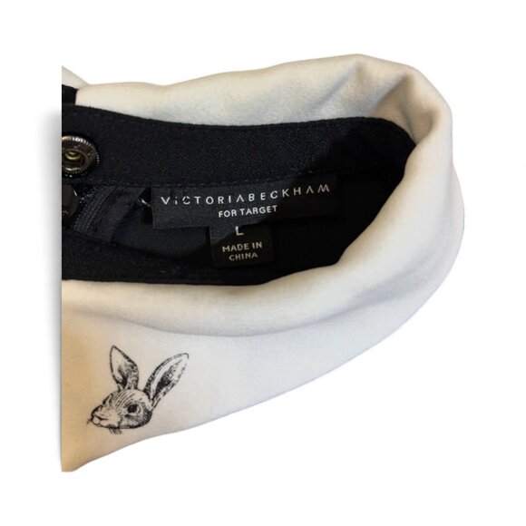 Victoria Beckham Black Dress w White Rabbit Collar - Picture 5 of 5